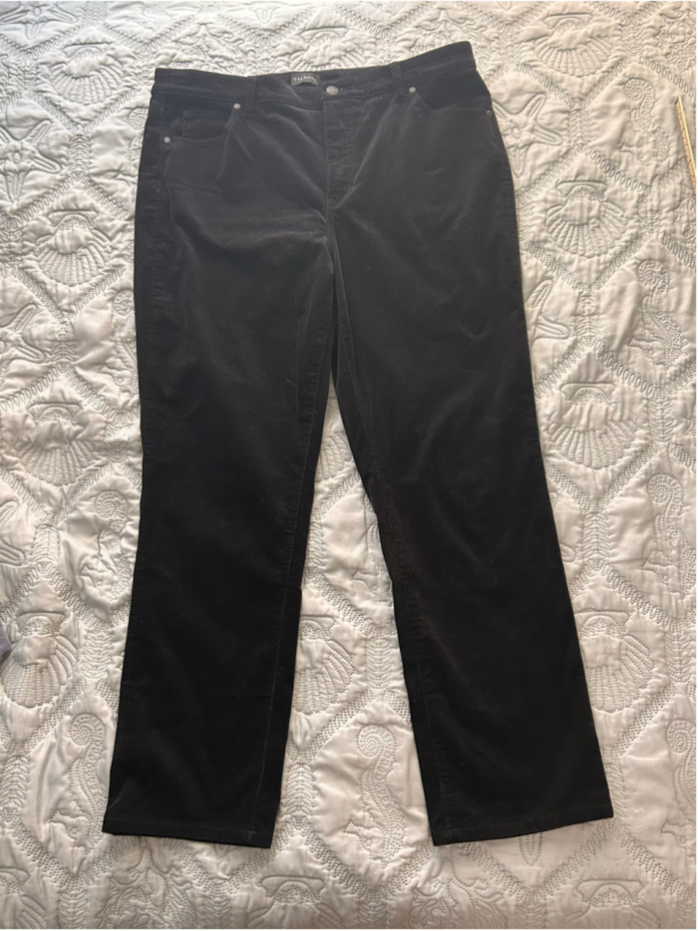 Talbots Black Corduroy Straight Leg Pants Women’s 16P Petite Stretch